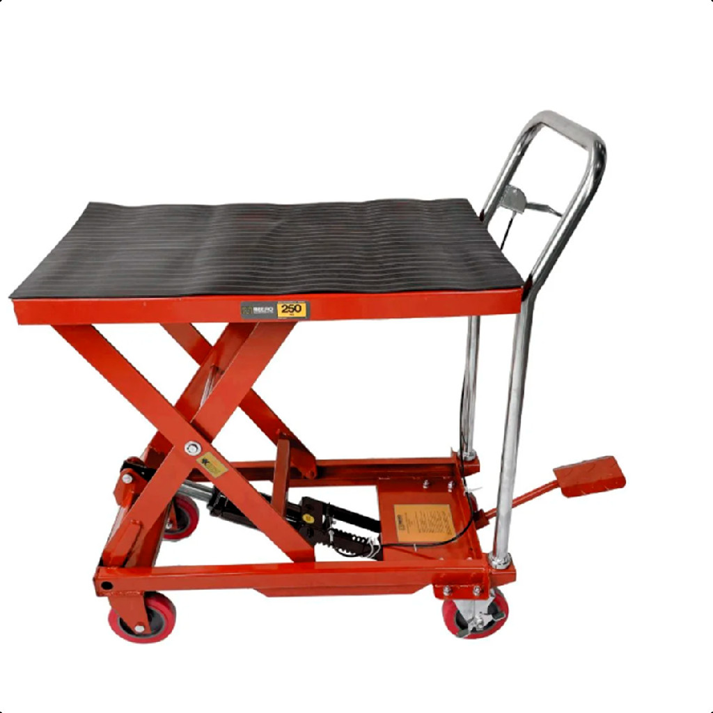 Carro Mesa Hidráulica Pantográfica 250Kg Vermelho Ribeiro