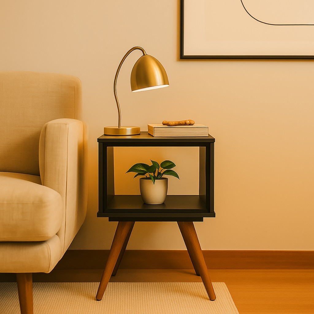 Mesa Lateral Retro 40 1 Nicho Preto - Olivar Móveis em Oferta na Shopee