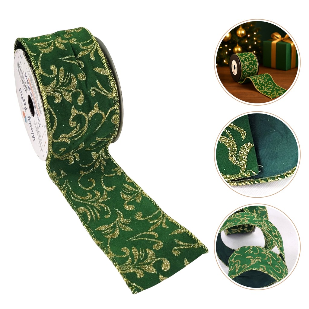 Fita Natalina Verde Aramada 6cmx9m Natal Arabesco