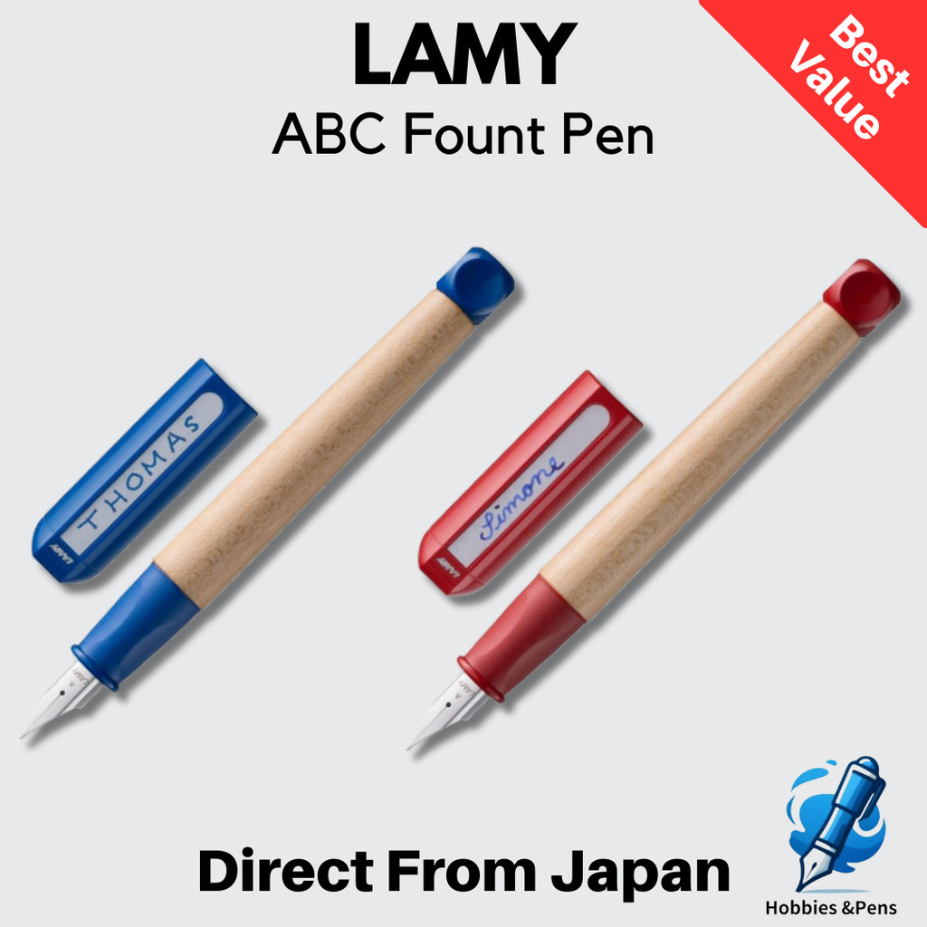 LAMY ABC Beginner Fountain Pen Steel Nib Maple Design Blue or Red Authentic Japan