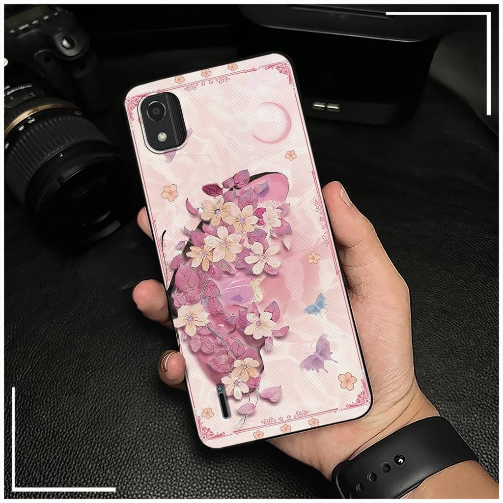 Capa Traseira Bolsa De Telefone Para Nokia C2 2a Edição À Prova De Choque D'água Resistente Sujeira Pintura A Óleo Flor