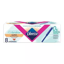 Absorvente Interno Libresse com Aplicador Longo Pure Sensitive Super com 8 Unidades