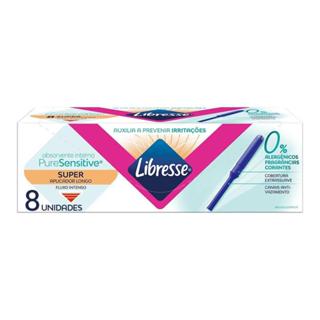 Absorvente Interno Libresse com Aplicador Longo Pure Sensitive Super com 8 Unidades em Oferta na Shopee