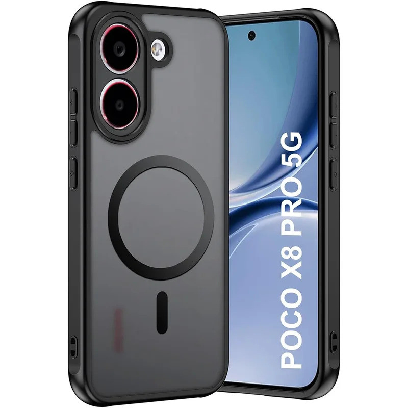 Capa Magnetic para Xiaomi Poco X8 Pro Max M8 Pro, Capa Magnética Translúcida Fosca à Prova de Choque para Redmi Note