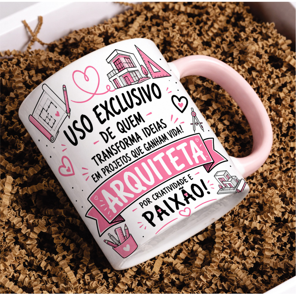Caneca Porcelana Arquiteta Decoração Projeto Arquitetura