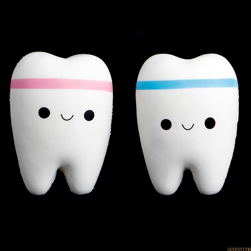 Cute Tooth Lento Rising Squeeze Stress Mão Brinquedo Macio Pingente Telefone