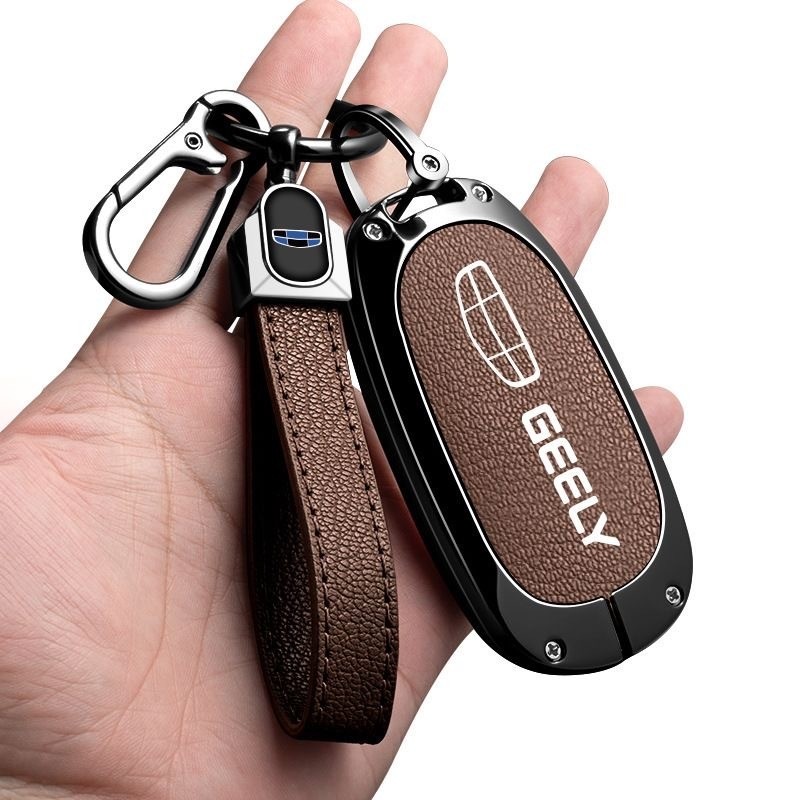 Capa Protetora de Chave de Carro Geely EX2 EX2 Pro EX2 MAX em Liga de Zinco e Couro, Adequada para Acessórios Geely 2025