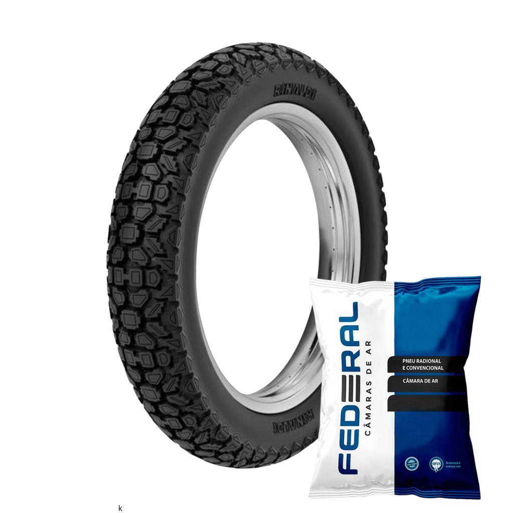 Pneu Rinaldi 90/90-18 WH 21 51P TT Traseiro + Câmara de Ar