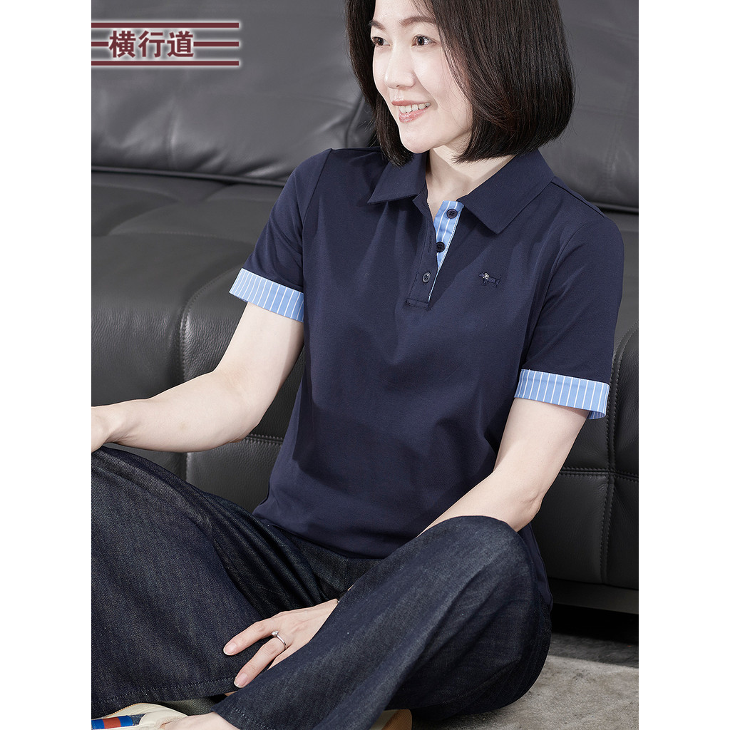 Roupas de verão gola POLO camiseta de manga curta roupas femininas Plus Size gordura MM mãe meia-idade meia manga roupas