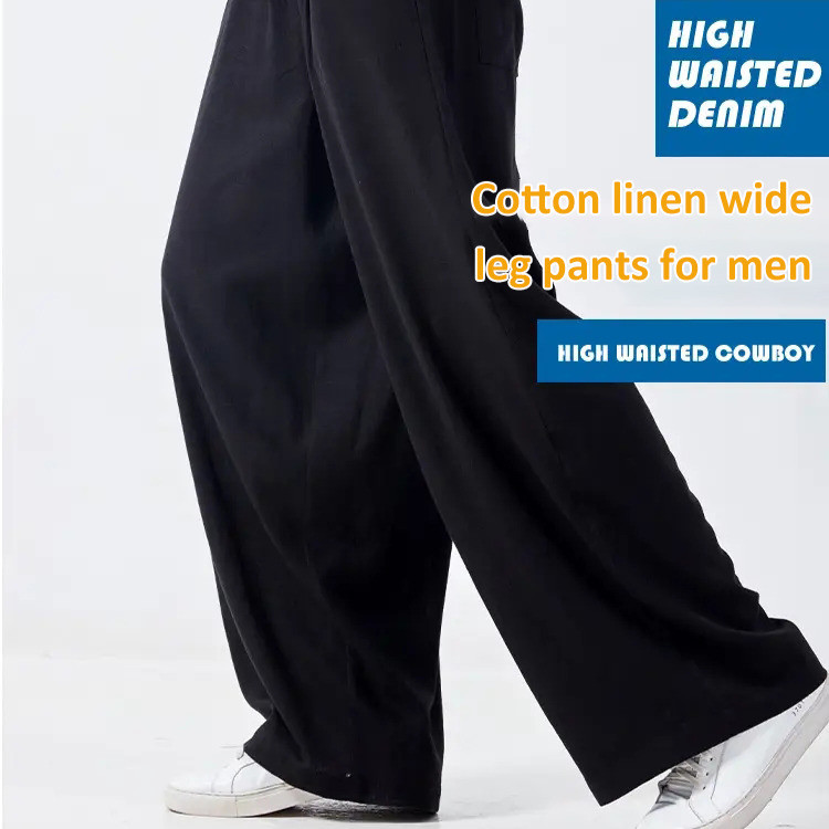 [Relaxed Fit Style] Chinesestyle LooseFitting Linen Men's Pants for Autumn Linen/Wide Leg/Comfortable/Everyday Wear