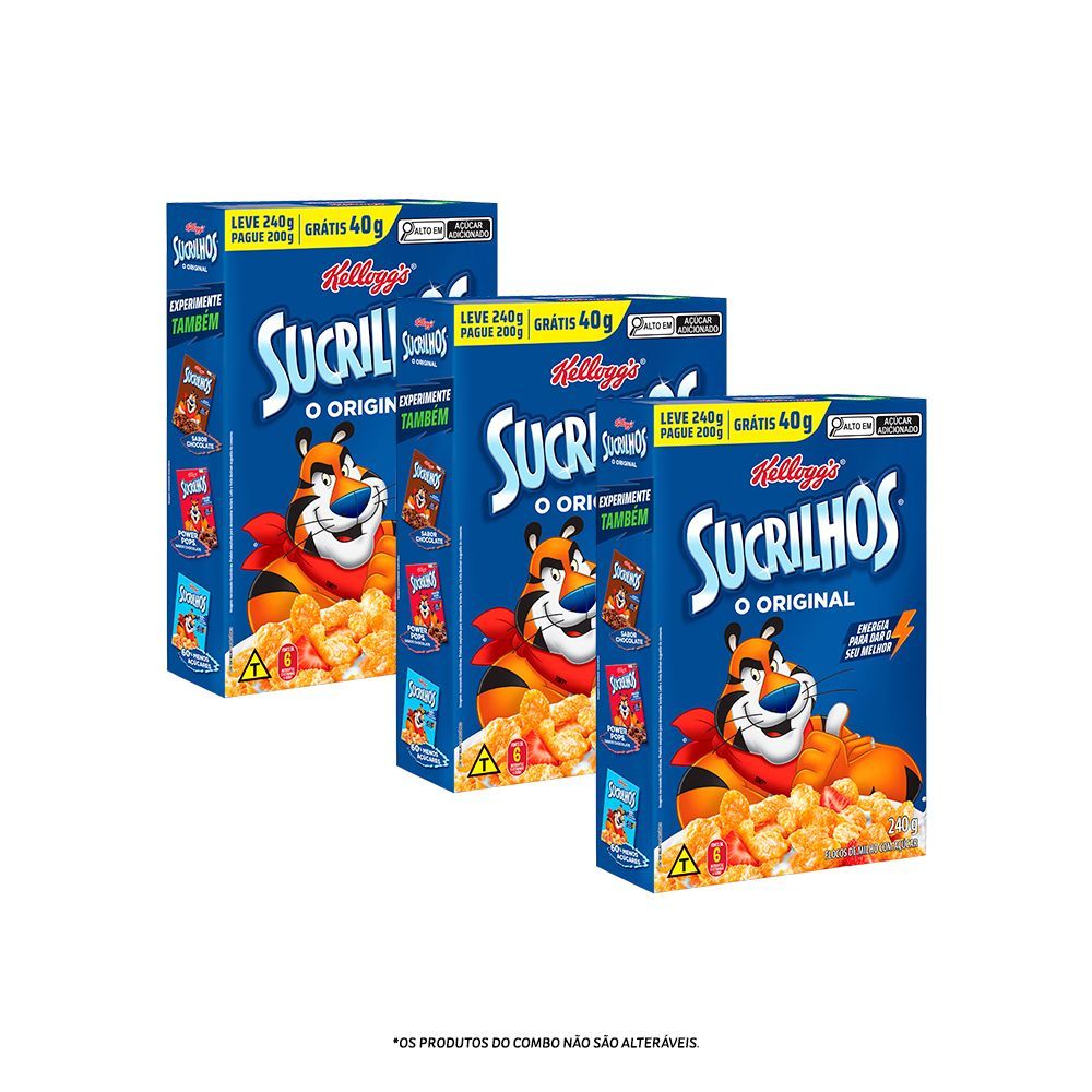 Combo Cereal Sucrilhos® Original Kellogg'S® Pague 200G Leve 240G 3 Unidades