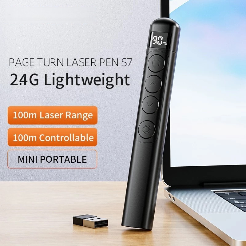 Caneta Giratória De Página S7 , Apresentador USB Sem Fio , Clicker , Ponteiro De Apresentação Powerpoint Para PC , Lapto