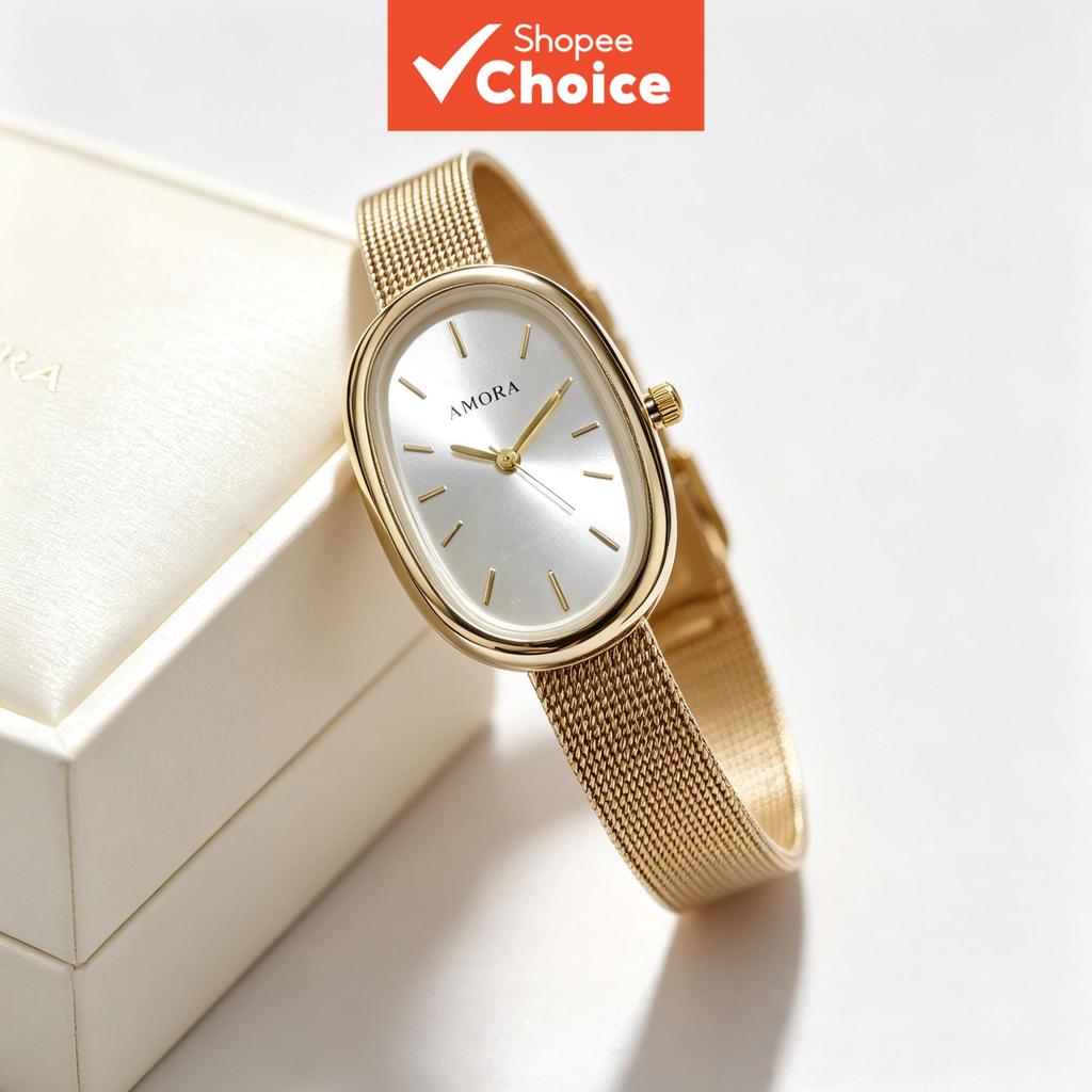Relógio Oval De Quartzo De Malha De Aço Inoxidável Feminino Minimalista Fino Presente Elegante