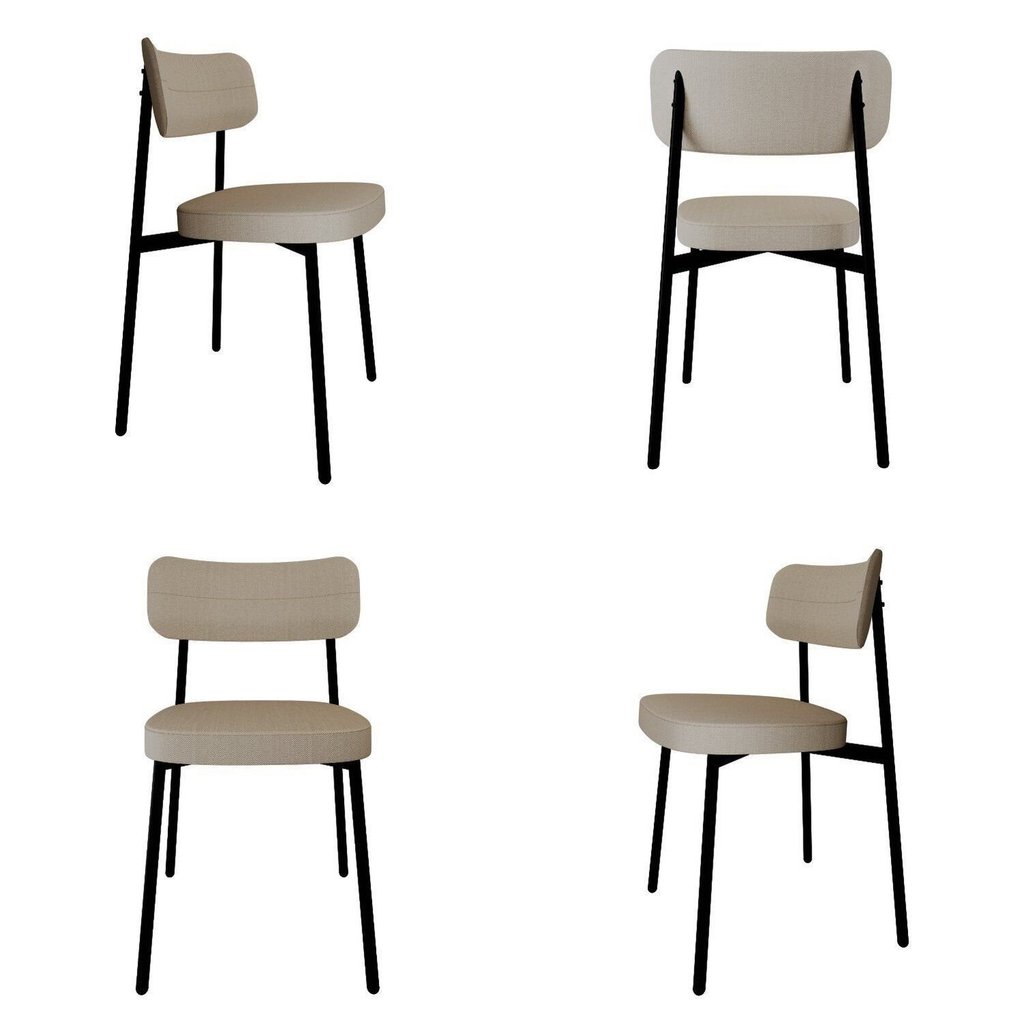 Cadeira Fixa com 4 Pés 50 x 44,7 x 83,8 cm com 4 Unidades Alloa Branco/Palha Palha