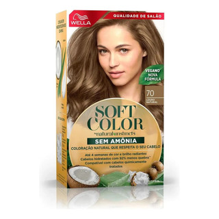 Tonalizante Soft Color Wella Sem Amônia Tinta De Cabelo 70 Louro Natural Original Kit Coloração Capilar Brilho Iluminado