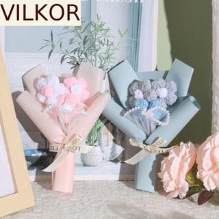Buquê De Folwer Artificial VILKOR , Flores Falsas De Crochê Tecidas À Mão , Flor Simulada Tecida Artesanal