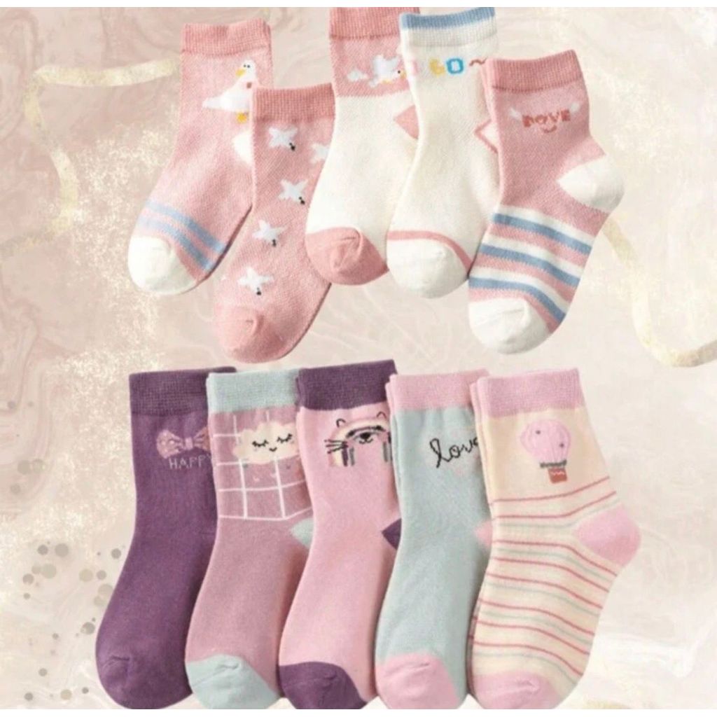 Meia Infantil Menina de Algodão Estampada kits com 3,6,12 ou 18 pares