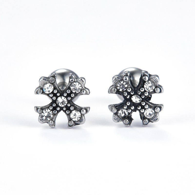 Brincos de orelha elegantes, mini brincos, brincos pequenos personalizados em aço inoxidável com diamantes, fornecimento