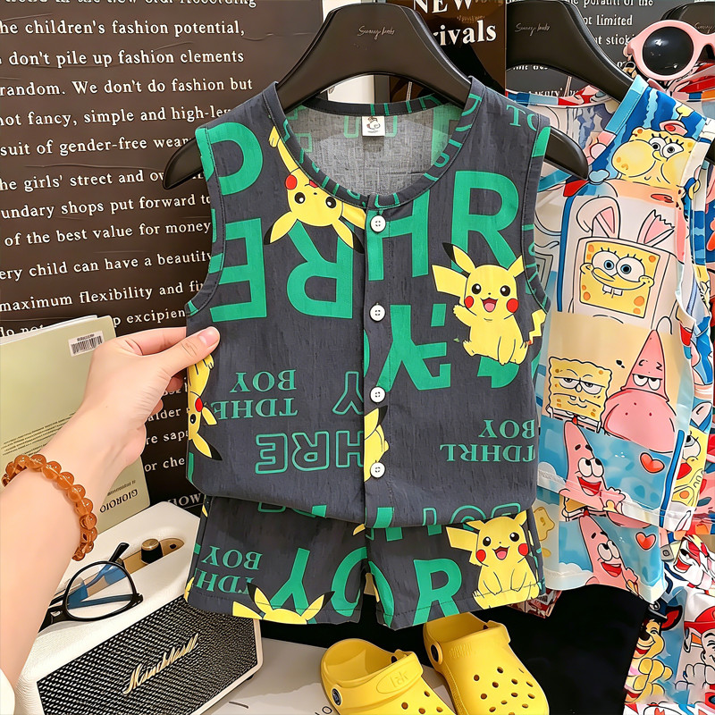 2026 novo estilo verão nuvem algodão colete estilo duplo curto meninos podem usar fora de casa roupas