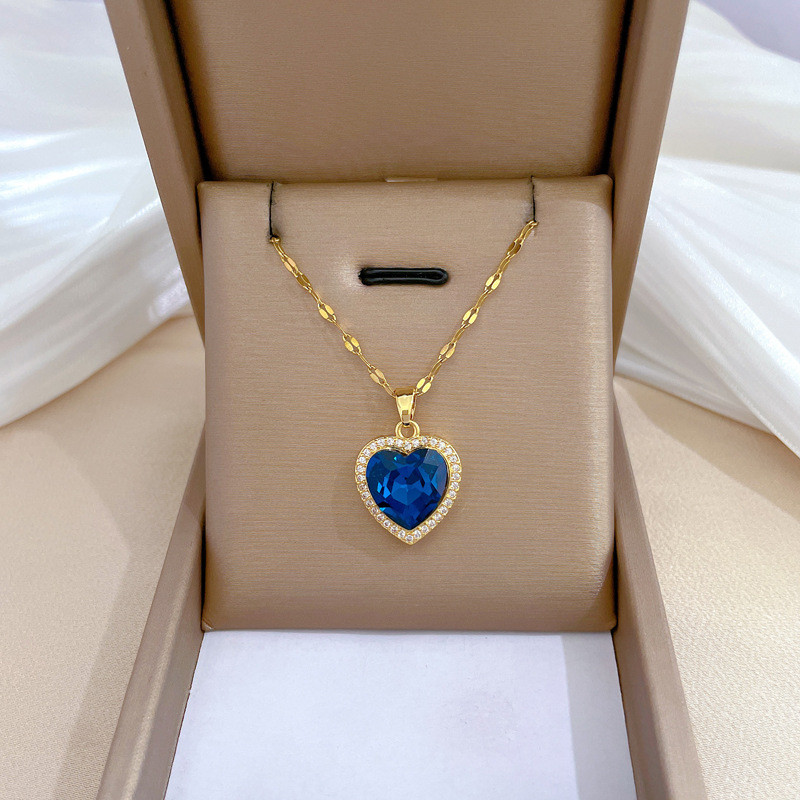 Diamante completo amor luz luxo lindo cheio de diamantes colar feminino influenciador All-Match clavícula corrente titân