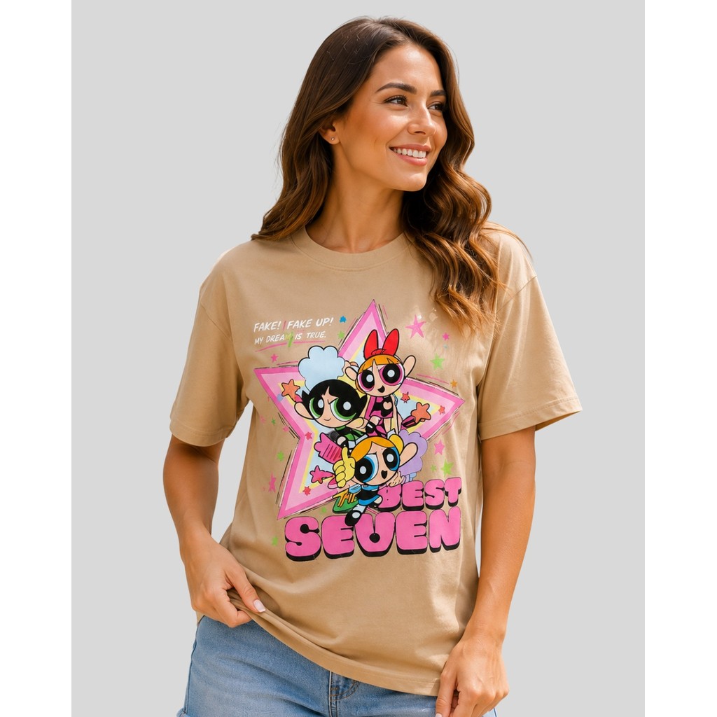 Camiseta Blusa T-Shirt Feminina As Meninas Super Poderosas Estrela 100% Algodão Qualidade Premium Malha Penteada 30.1