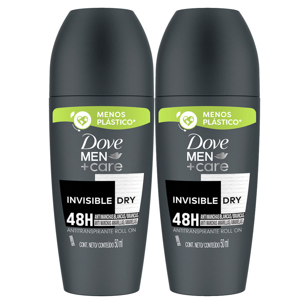 Kit 2 Desodorante Dove Men + Care Invisible Dry  Roll-on Antitranspirante 48h com 50ml