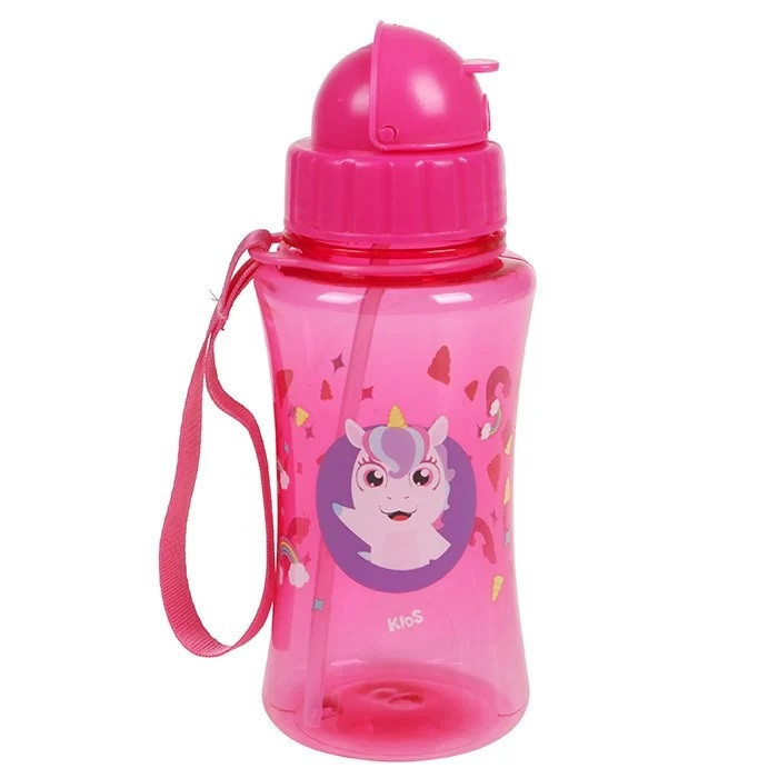 Garrafa Infantil com Canudo e Alça Squeeze Garrafinha de Água 400ml