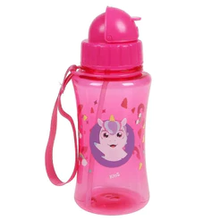 Garrafa Infantil com Canudo e Alça Squeeze Garrafinha de Água 400ml