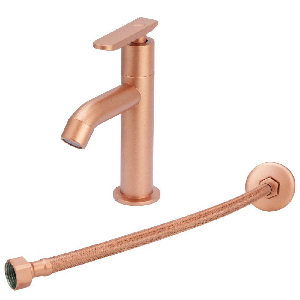 Torneira Slim Alta Pratica Abs Rose Mesa Engate Flexível Fino Movel Bancada