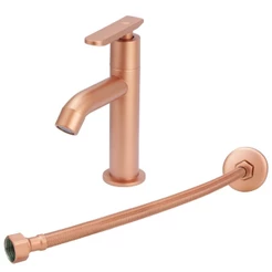Torneira Slim Alta Pratica Abs Rose Mesa Engate Flexível Fino Movel Bancada