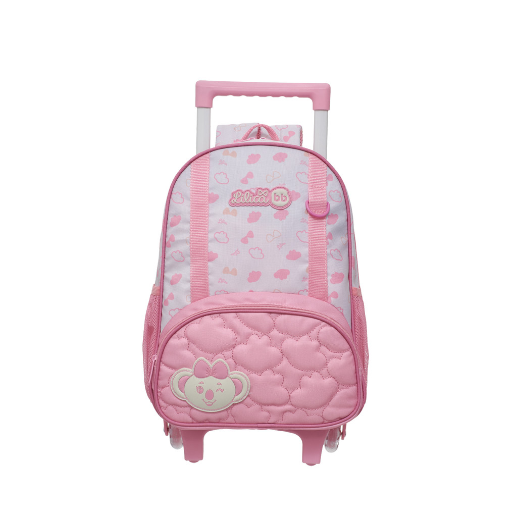 Mochila Escolar Reforçada Com Rodinhas Costa Infantil Lilica Ripilica Glow Rosa Menina