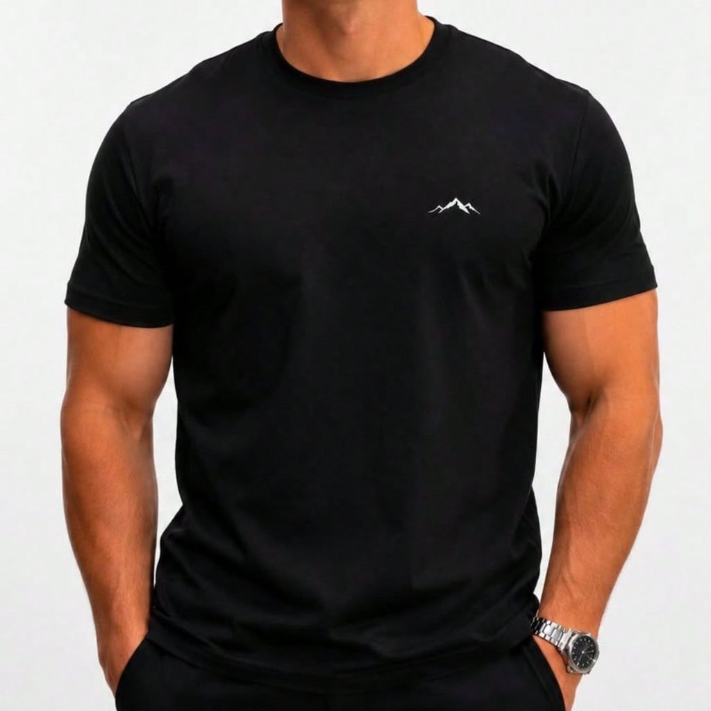 CAMISETA Masculina Estampa MONTANHA Estilo Regular Manga Curta Estampada Malha 30.1 Algodão Verão