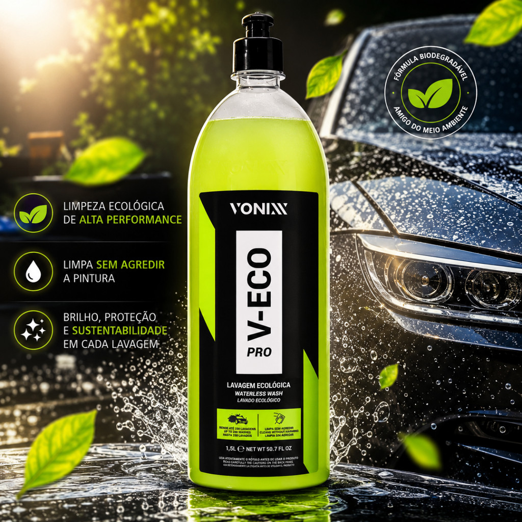 V-Eco Pro 1,5L Shampoo Automotivo Para Lavagem Ecológica Vonixx Rende Até 250 Lavagens