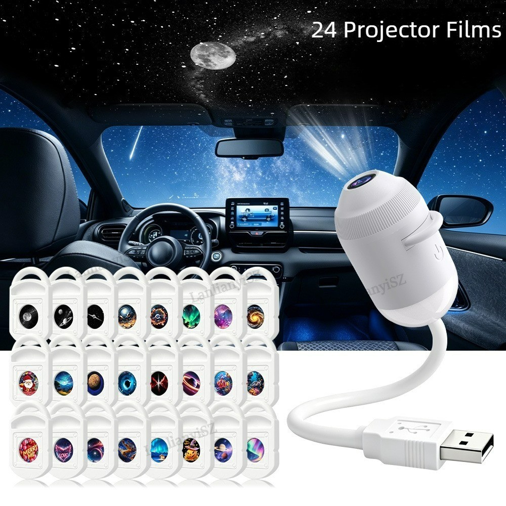 Iluminação Ambiente 360 Da Projeção Galáxia Estrela Do Telhado Interior Carro USB ° Controle De Toque De Luz De Projetor