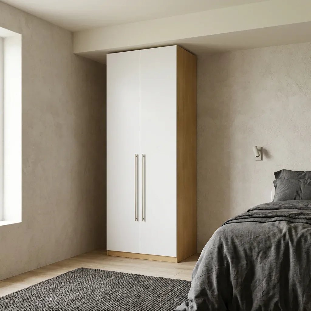 Guarda Roupa Modulado 2 Portas 100% MDF Infinity Savana/Branco Bege Savana/Branco