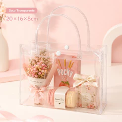 Back Field Kit 20 Sacolas de Presente PVC Transparente Reutilizáveis - 5 Tamanhos 20*16*8cm