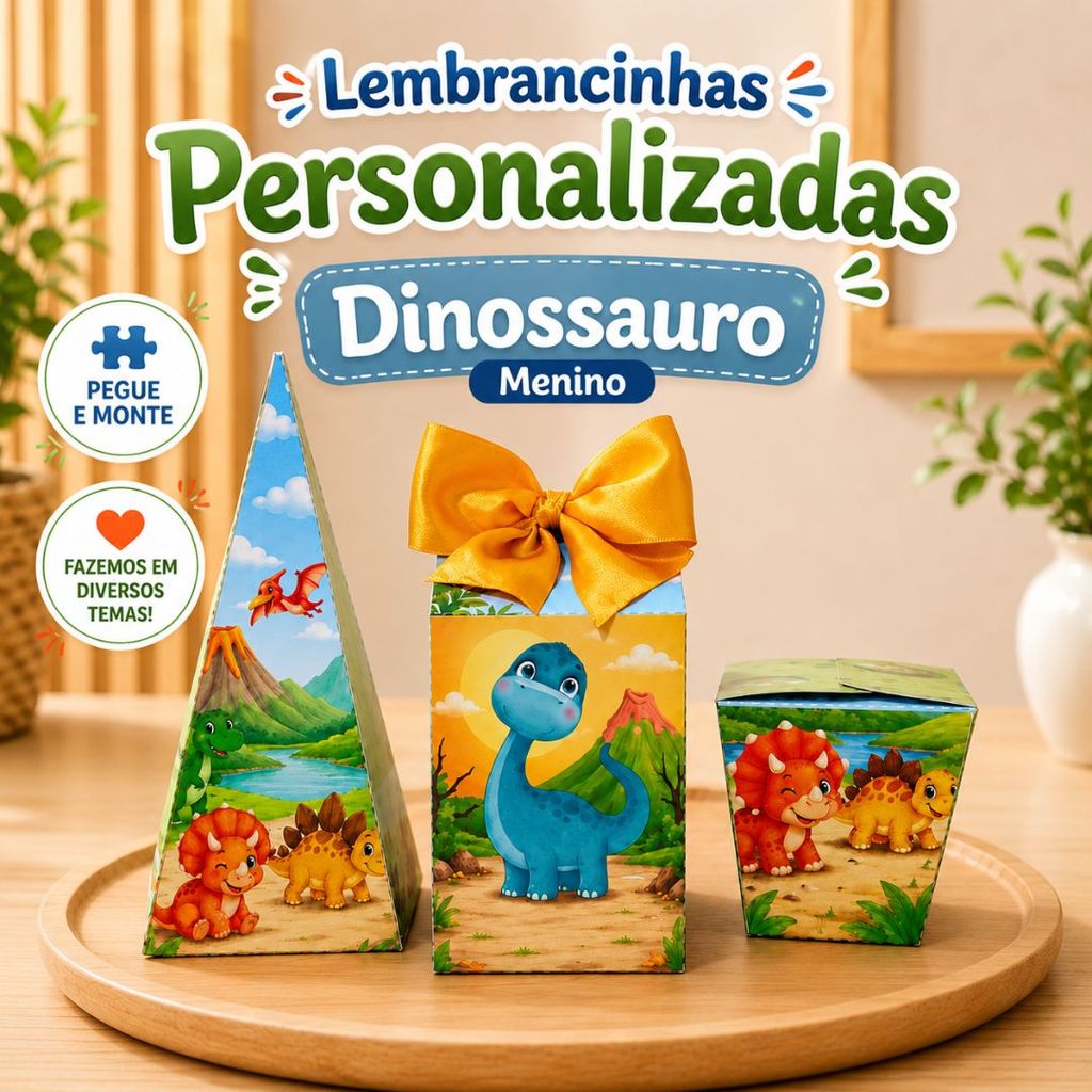 Kit Festa Dinossauro Personalizado | Lembrancinha de Festa | Caixinhas | Aniversário Infantil