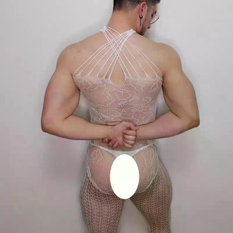 2026 novo estilo roupa interior masculina macacão aberto Net roupas roupa interior masculina gay modelo boate collants20