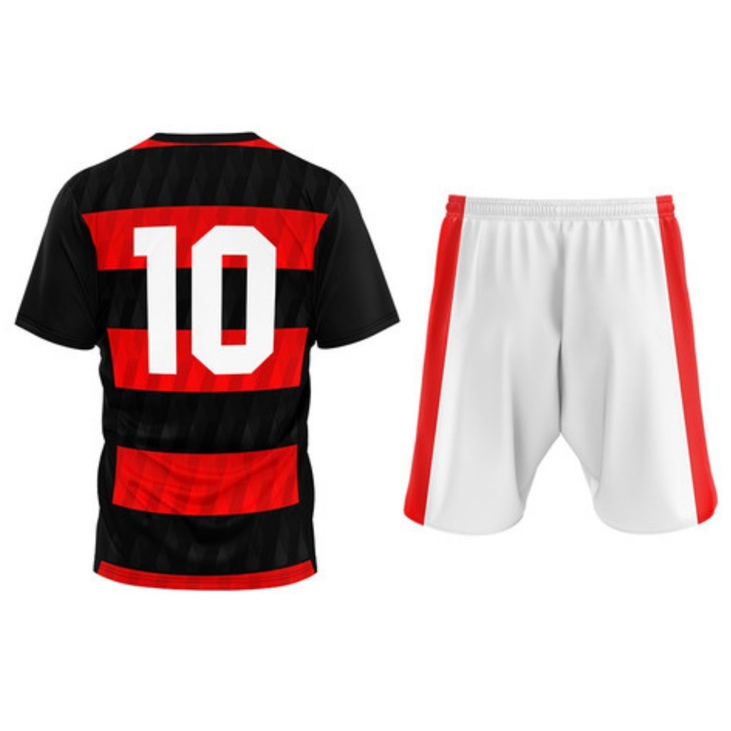 Conjunto Infantil Flamengo Shorts e Camisa Oficial Mengão Vermelho e Preto Menino Torcedor Original · foto 2