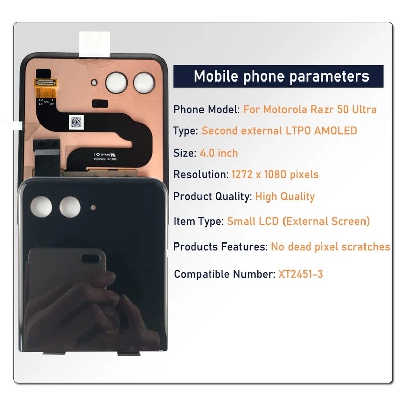 4.0 " Segundo AMOLED Externo Para Motorola Razr 50 Ultra Pequeno Lcd + 2024 Disp