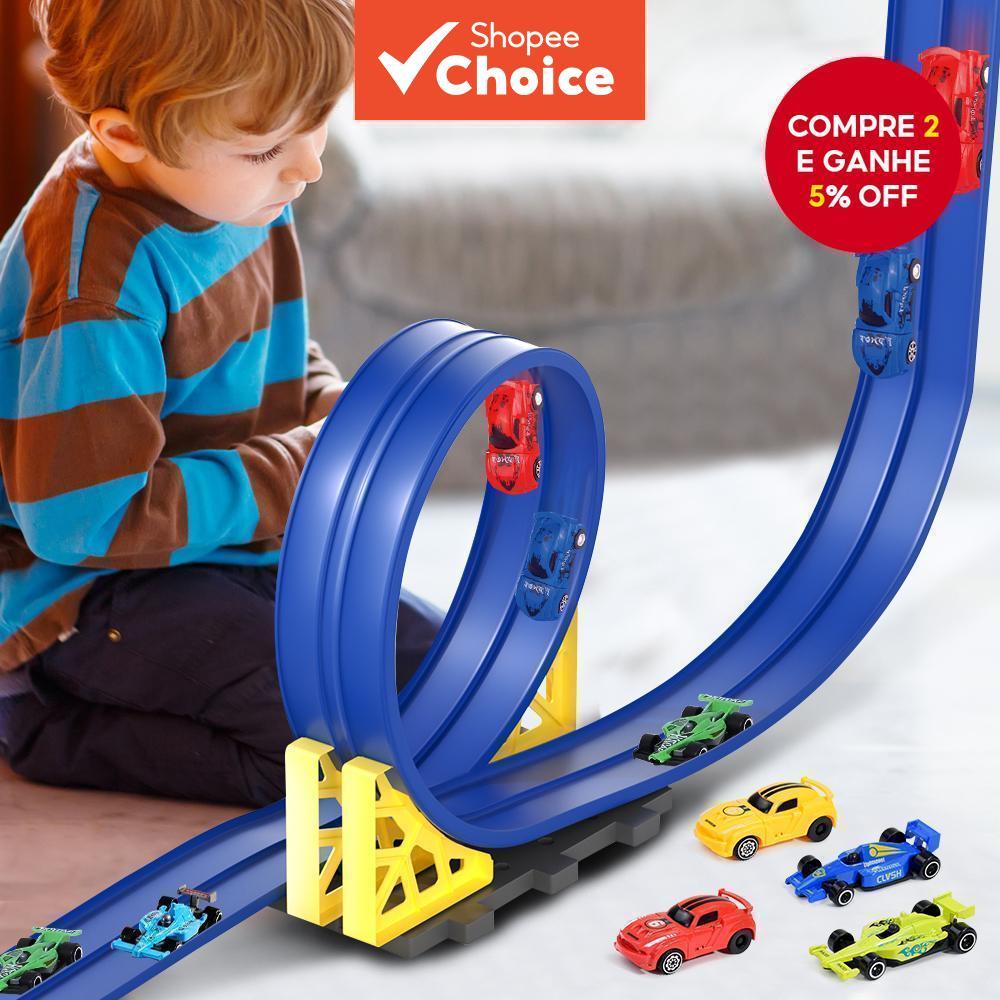 Conjunto De Carro De Corrida De Pista De Borracha Macia Para Montagem E Jogo DIY Kit Modelo Infantil Presente Aniversári