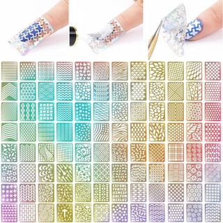Estênceis para Aerógrafo para Unhas, Adesivos para Unhas com Aerógrafo, Decalques, Moldes de Impressão, Ferramenta de Es