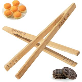2 Peças de Pinças Reutilizáveis para Torradeira, Pinça de Cozinha de Madeira Kaloo de 8 Polegadas, Pinças de Bambu Multi