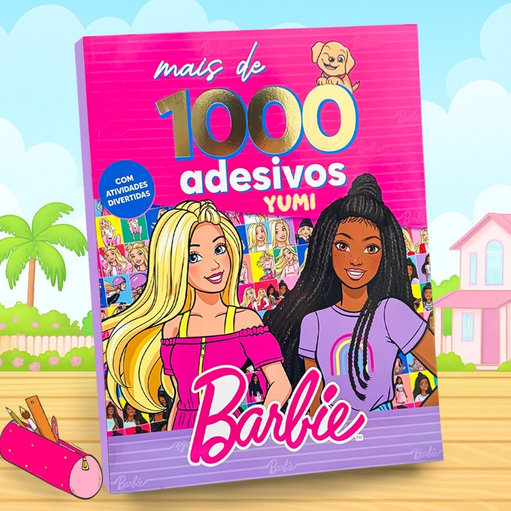 Livro Infantil Educativo Barbie Mais De 1000 Adesivos Atividades E Desenhos Colorir