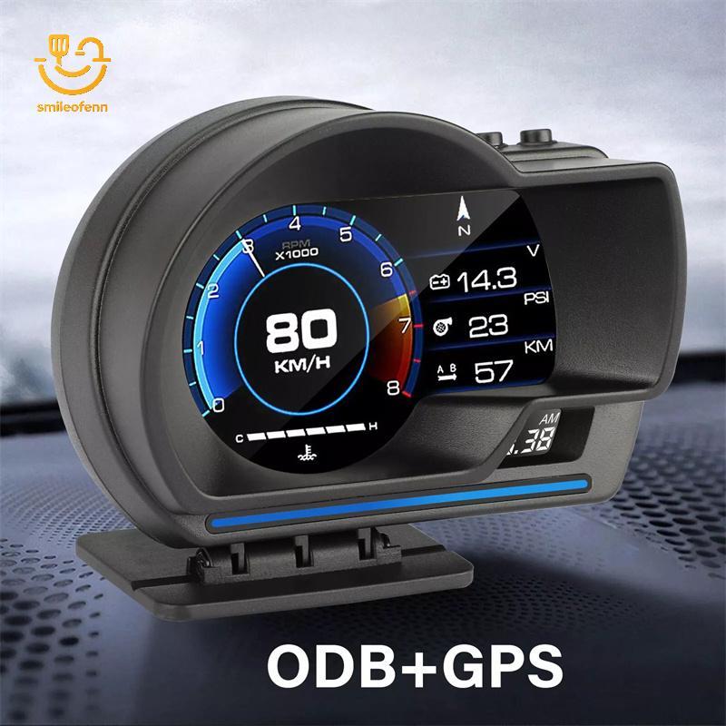 smileofenn Universal OBD2 GPS HUD P6 Velocímetro Multifuncional Medidor De Exibição De Carro br