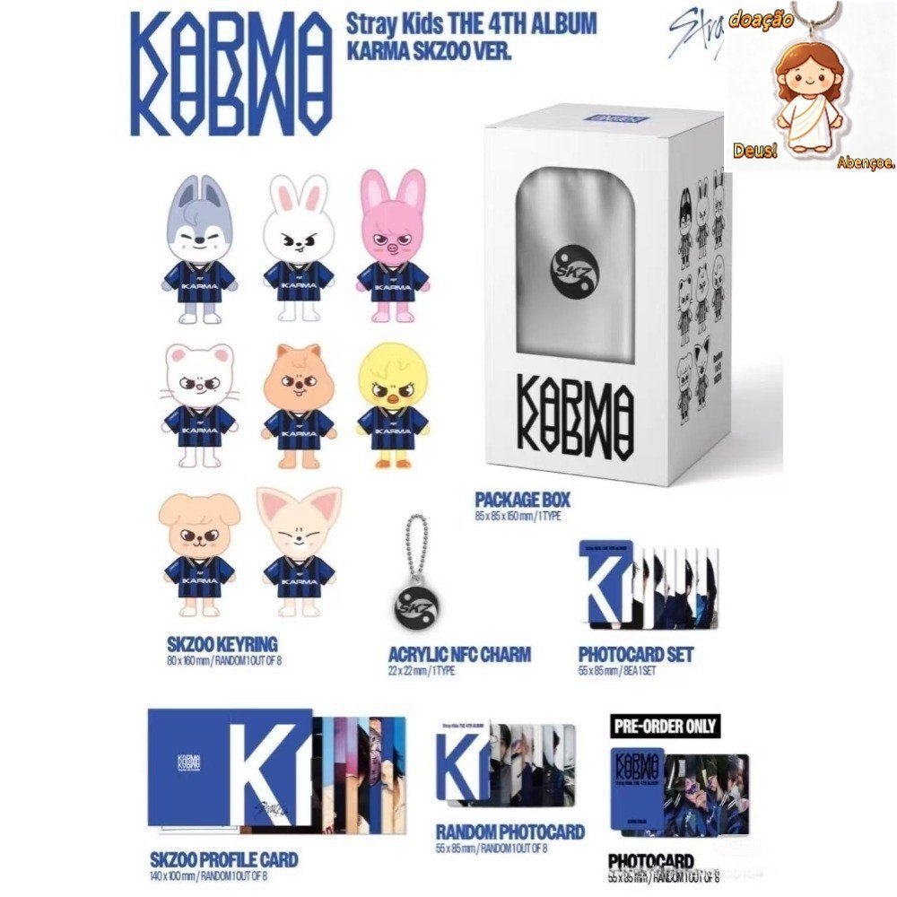 Kpop Idol Stray Kids O 4o Álbum KARMA SKZ Ver Bonecas Opcionais , Cartões Aleatoriamente Bangchan Changbin