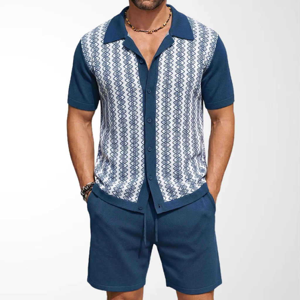 Cardigã De Malha jacquard casual De Verão Masculino Com Gola POLO