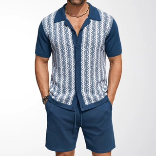 Cardigã De Malha jacquard casual De Verão Masculino Com Gola POLO