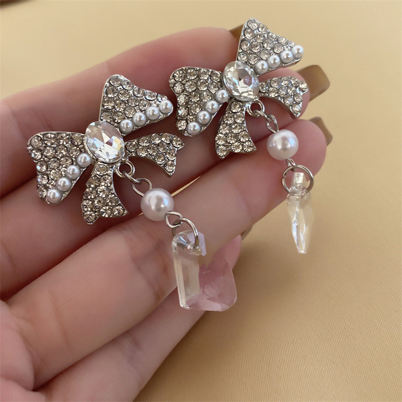 | 【cartelas de brincos feminino】 | kit brinco aço inoxidável ✤Europeu americano exagerado cheio de diamante arco brincos