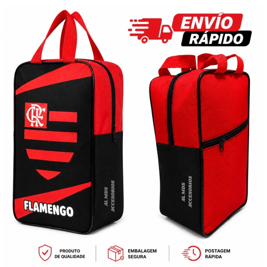 Porta Chuteira Impermeável Bolsa de mão Esportiva com Zíper Reforçado flameng